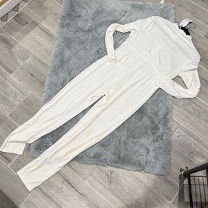 White Long Sleeve Jumpsuit
